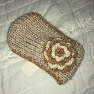 Cream, flower knitted head wrap/ head band